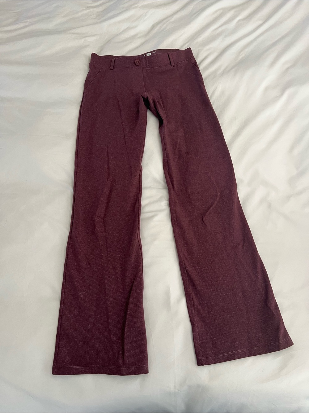 Betabrand Maroon High-Waist Wide-Leg Pants